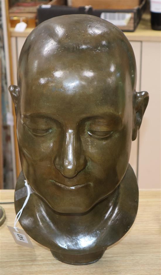 A life size bronze bust height 40cm